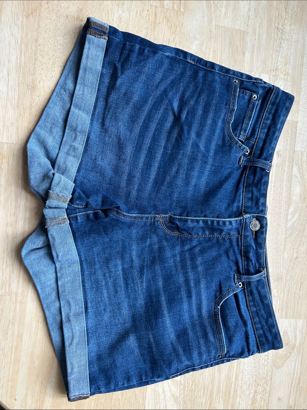Time and Tru Dark Blue Rolled Hem Denim Shorts